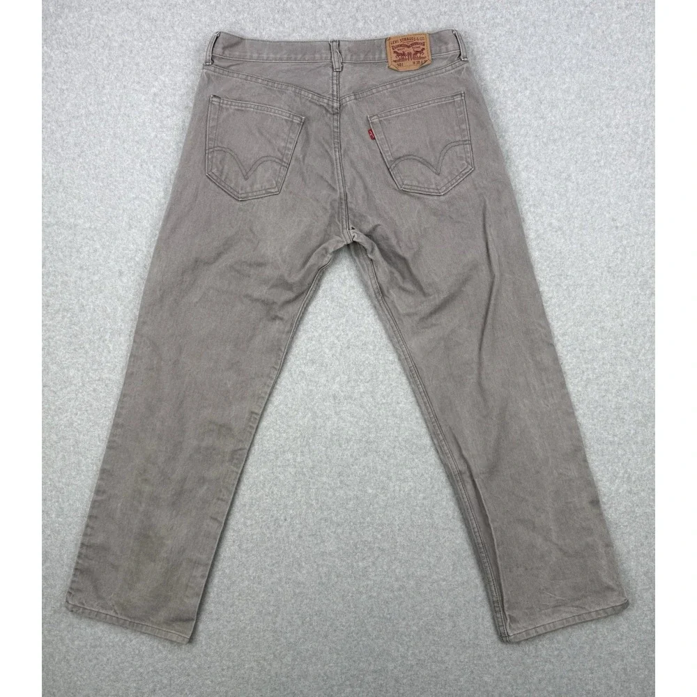 Vintage Levis Jeans Mens 38x30 Gray 501 Straight‎ Leg Button Fly Made In USA